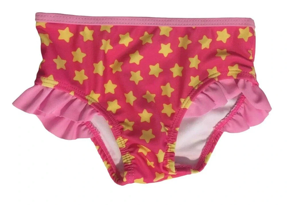 NEW Baby Girl DC ComicsFuture Batgirl Pink Ruffle Trim Bikini Swimsuit Size 6/9M
